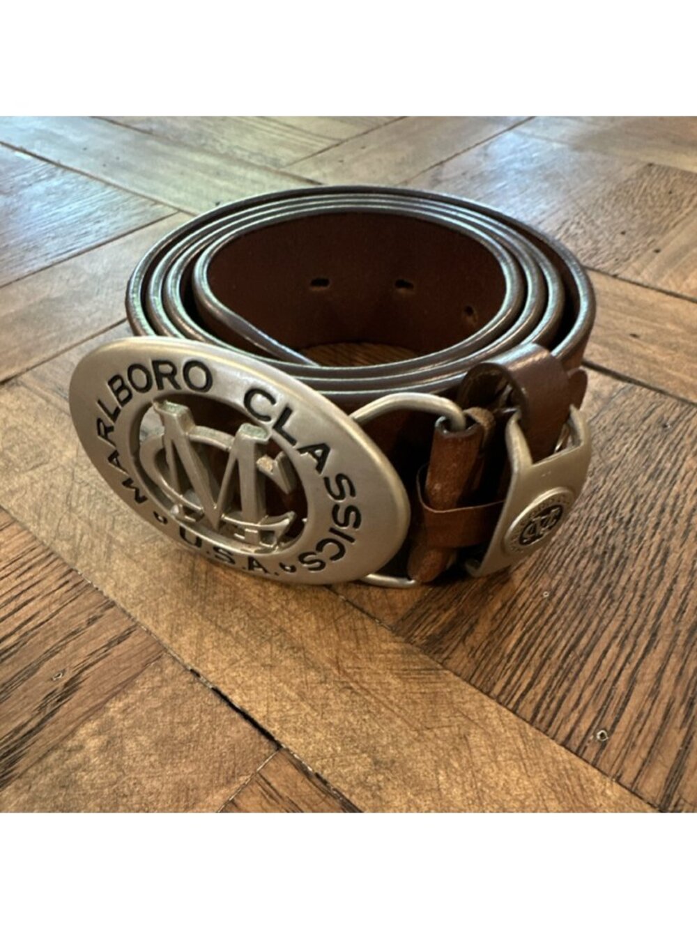 90s Marlboro Classics Men's Vintage Denim Belt Y2K